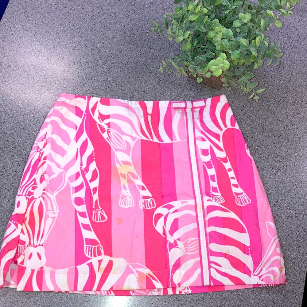 LILLY PULITZER Girls sz 10 super rare print pink zebra Skort Upcycle repurpose